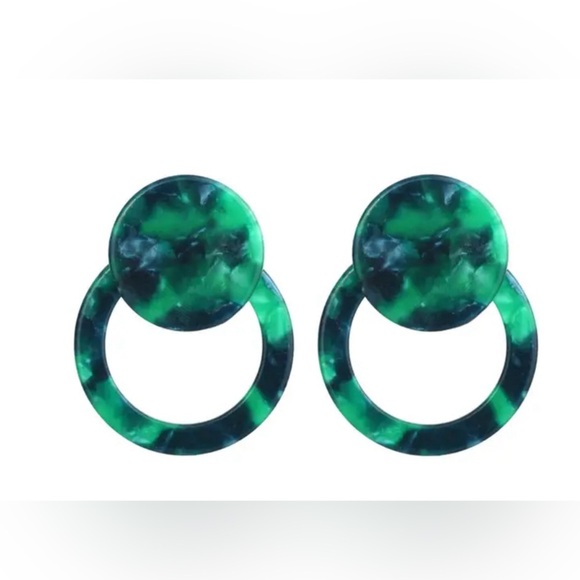 Zara Green Hoop Earrings - Picture 3 of 9